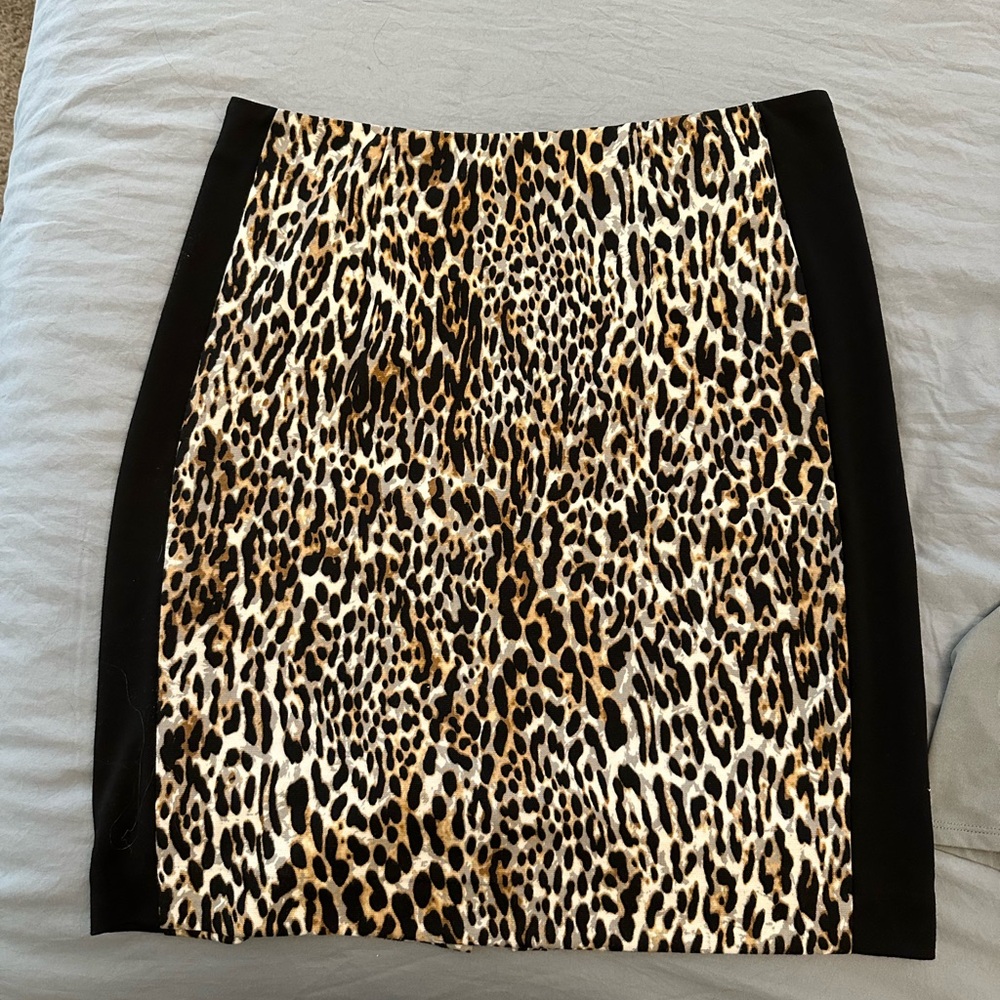 Leopard Print Skirt with Black Accents